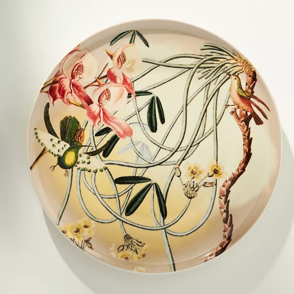 Anthropologie Orchid Dessert Plate- coral